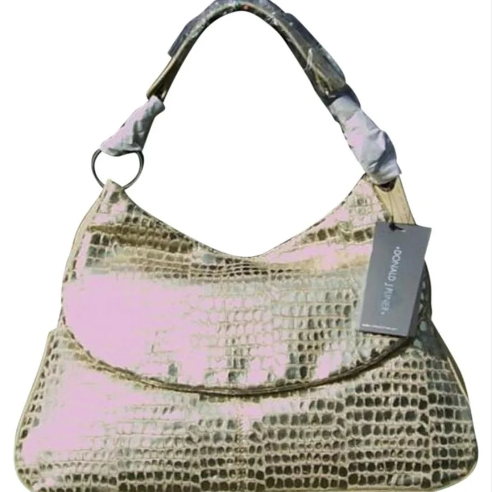 Donald Pliner Metallic Gator Leather Purse Handbag New NWT $625 Elaborate Textur